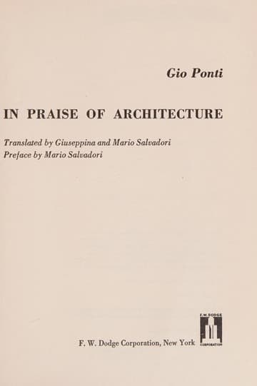 《In Praise of Architecture》封面