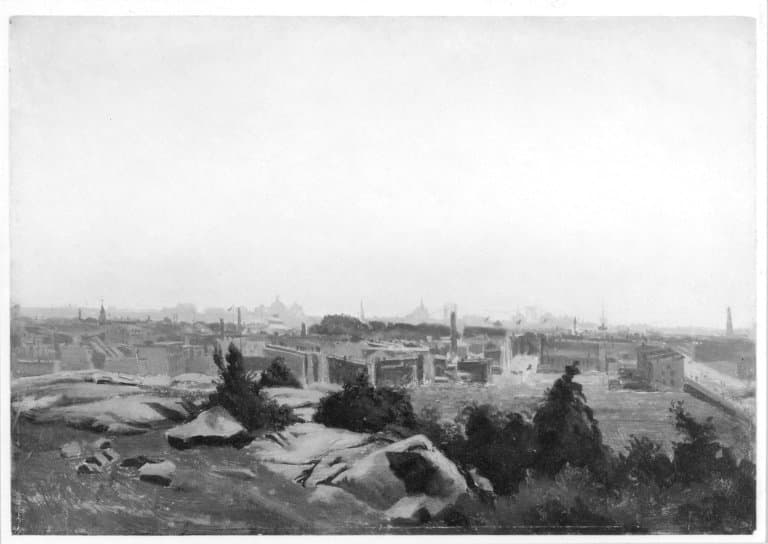 魏玛——Brooklyn Museum - View toward New York City from Montgomery Street Bluff, Jersey City - August Will - overall