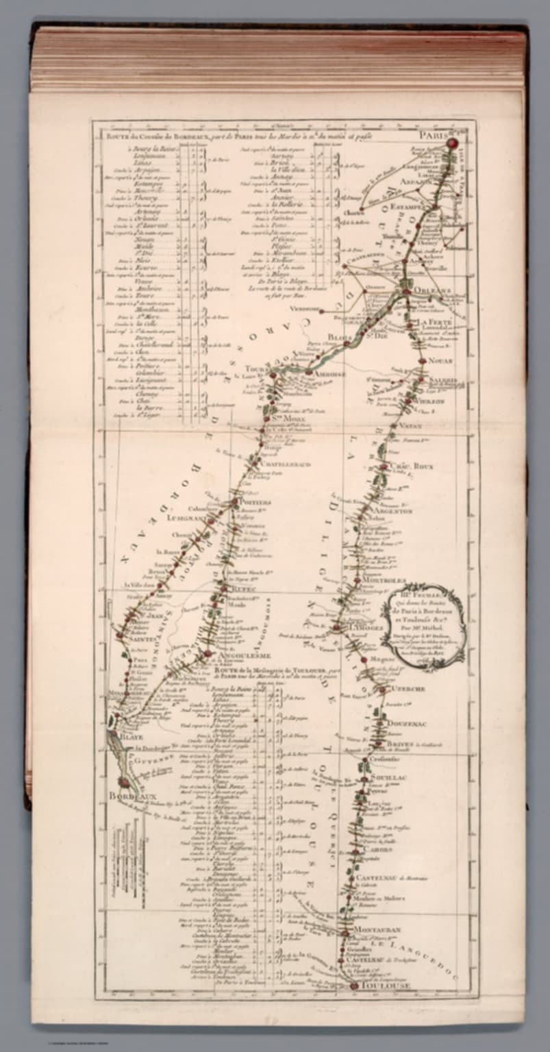 波尔多——IIIe. Feuille, Qui donne les Routes de Paris a Bordeaux et Toulouse etc. Par Mr. Michel ... Dirigee, par le Sr. Desnos. 1766. (IA dr iiie-feuille-qui-donne-les-routes-de-paris-a-bordeaux-et-toulouse-etc-pa-13128057)