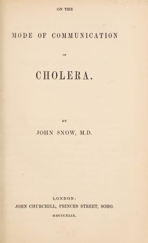 《On the Mode of Communication of Cholera》封面
